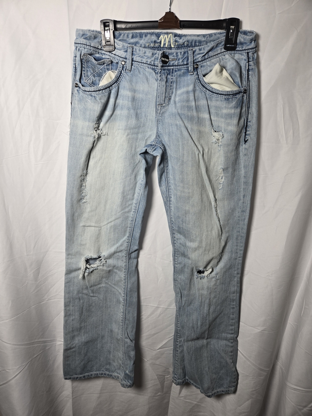 Madison Light Blue Distressed Bootcut Jeans